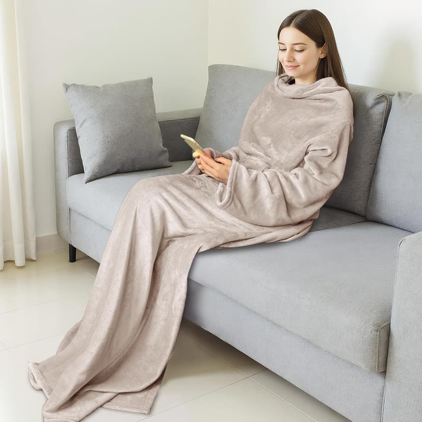 Cozy Sleeve Design for Hands-Free Comfort, Perfect for Reading, TV Time & Relaxing, Christmas & Birthday Gift Catalonia Wearable Blanket with Sleeves for Women & Men, Fleece Wrap Throw B075M2FQYV
