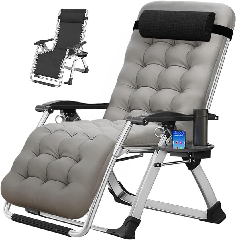 MOPHOTO Zero Gravity Chair, Outdoor Padded Lounge Chair with Side Table, Zero Gravity Recliner Chair, Outdoor Reclining Chair, Sturdy & Comfortable, Supports up to 440lbs