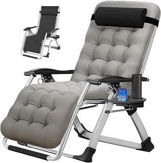 MOPHOTO Zero Gravity Chair, Outdoor Padded Lounge Chair with Side Table, Zero Gravity Recliner Chair, Outdoor Reclining Chair, Sturdy & Comfortable, Supports up to 440lbs