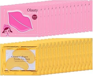30 Pairs Lip Masks & Eye Masks,24K Gold Gel Crystal Collagen Eye Patches for Puffy Eyes,Effectively Nourishes,Moisturizing& Reducing Dark Circle Eye Bags,Birthday Gifts for Women,Christmas Gifts