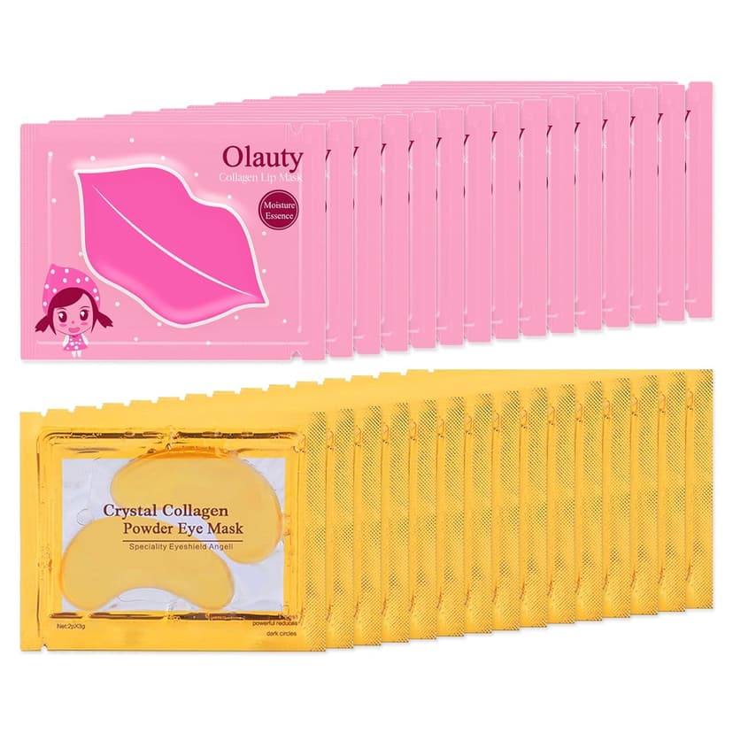30 Pairs Lip Masks & Eye Masks,24K Gold Gel Crystal Collagen Eye Patches for Puffy Eyes,Effectively Nourishes,Moisturizing& Reducing Dark Circle Eye Bags,Birthday Gifts for Women,Christmas Gifts