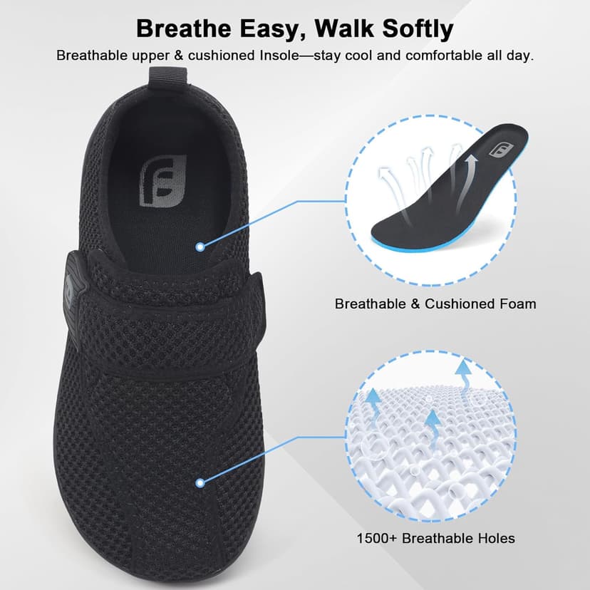 JOINFREE Diabetic Wide Walking Shoes for Women & Men with Adjustable Upper, Zero Drop Non Slip Casual Sneakers Comfortable for Edema, Arthritis, Swollen Feet & Elderly