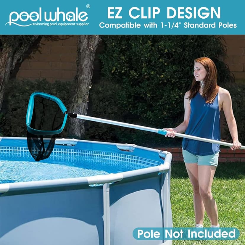 POOLWHALE Pool Skimmer Net Rake, Aluminum Frame Deep Nylon Net, Ultra Fine Mesh Pool Nets for Cleaning Leaves, Debris & Swimming Pools Skimming