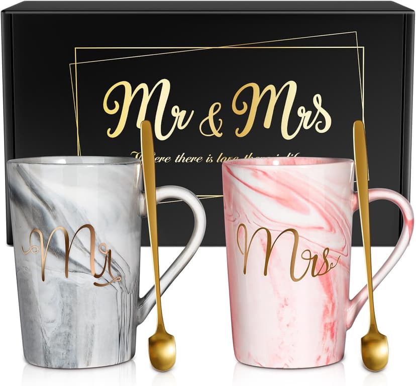 Christmas Gift for Couples Newlyweds Husband Wife His and Hers Couples Gift Bride to Be Bridal Shower Engagement Anniversary Linkax Wedding Gifts for Couples 2026, Mr and Mrs 13.19 Oz Coffee Mugs B0DM645NTY