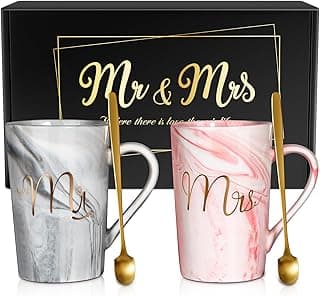 Christmas Gift for Couples Newlyweds Husband Wife His and Hers Couples Gift Bride to Be Bridal Shower Engagement Anniversary Linkax Wedding Gifts for Couples 2026, Mr and Mrs 13.19 Oz Coffee Mugs B0DM645NTY