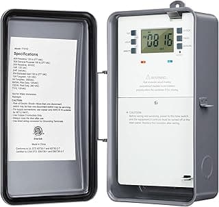 Suraielec Pool Timer, 7-Day 24-Hour Digital Pool Pump Timer, 40 AMP Heavy Duty, 120/240/277 VAC, Outdoor Metal Casing, Electric Switch Box for Swimming Pump, Hot Water Heater, Spa, Lights