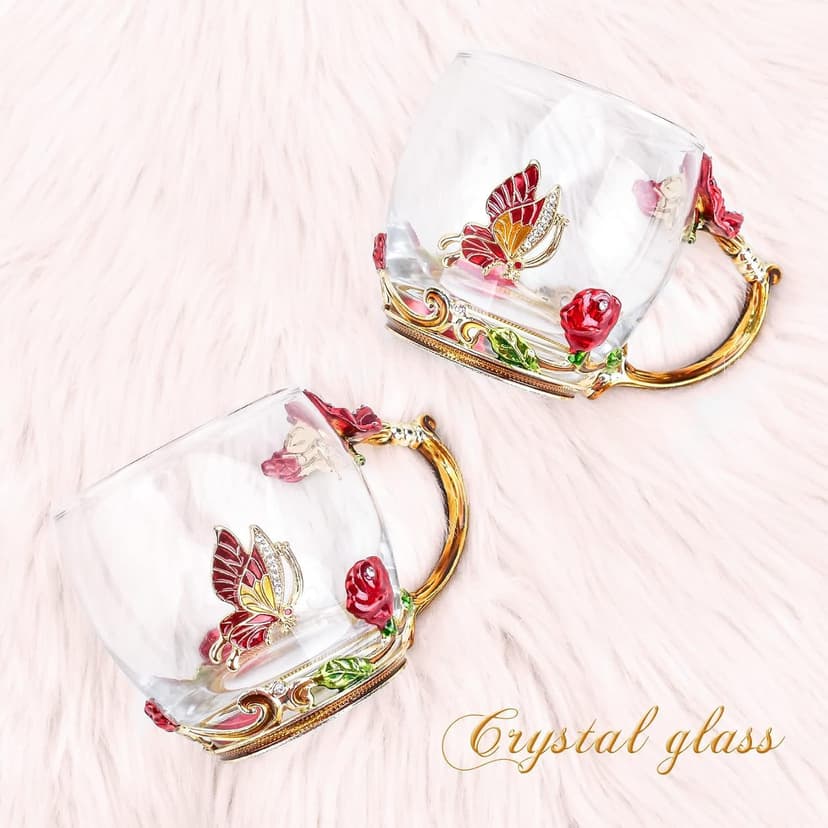 OEAGO Gifts for Mom Women Stocking Stuffers for Women Christmas Glass Coffee Enamels Mug Valentines Gifts for Her Girlfriend Wife Best Birthday Valentine's Mothers Day from Daughter Son Tea Cup