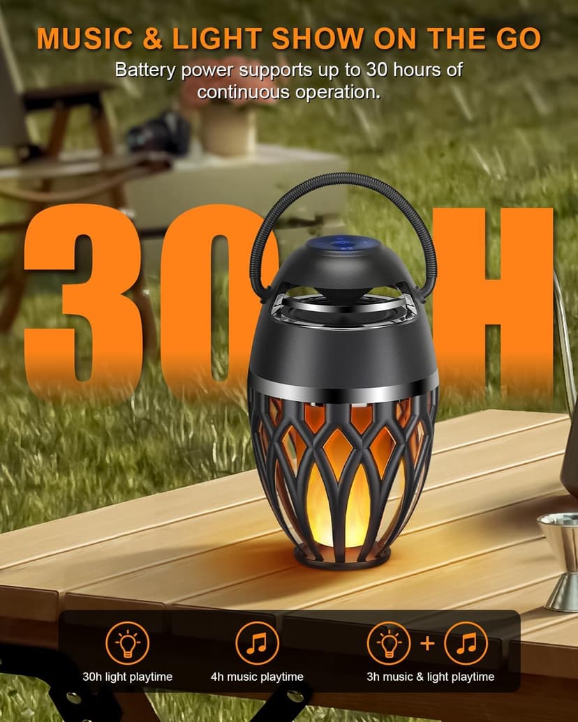 BT 5.0, Wireless Torch Lantern Atmosphere Decor for Patio Yard Pool Party Camp, Housewarming Gifts for Men/Women 2 Pack Outdoor Bluetooth Speakers with Flame Flickers Light IPX5 Waterproof B0B2W2FKLC