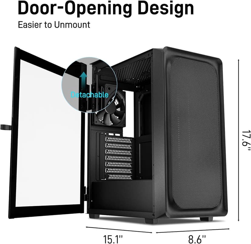DARKROCK EC2 Black ATX Mid Tower PC Case, Type-C Ready, Supports 50 Series Graphics Cards, Tempered Glass Side Panel, up to 8 x 120mm Cooling Fans & 1 x 360mm Radiator, 1 x Pre-Installed Fan