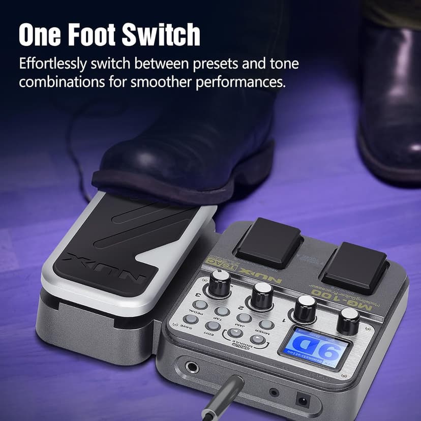 MG-100 Professional Multi Effects Guitar Pedal, Electric Guitar Effects Pedal with 58 Effects, Guitar Effects Processor with Wah Pedal for Sound Di Box Electric Guitar Bass Loop Amplifier Tube Pedal