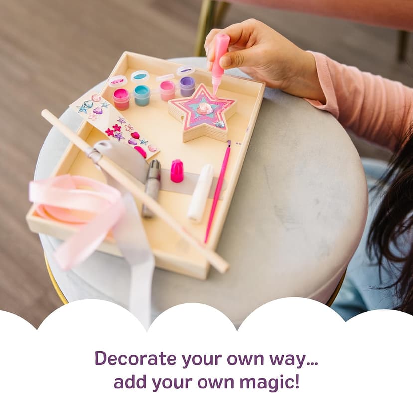27 Piece Arts & Crafts Activity, Princess Pretend Play, Wooden Star, Paint, Gems, Ribbons, Preschool Toys for Kids, Ages 4+ Melissa & Doug Created by Me Princess Wand Wooden Craft Kit B00S6UZUSS