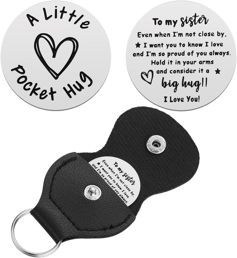 iJuqi Pocket Hug Token Keychain Keepsake Long Distance relationship inspirational Sobriety Gifts for Women Men Double Sided