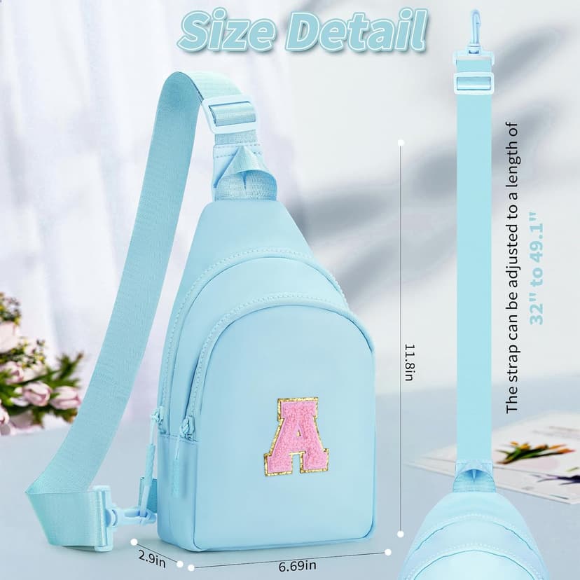 Birthday Gift for Girl Toddler,Sling Bag Fanny Pack Trendy Stuff,Personalized Gifts for 3 4 5 6 7 8 9 10 11 12 13 Year Old Gifts for Teen Girls Kids,Crossbody Initial Bag Purse Blue,A B0FQC9SWK4