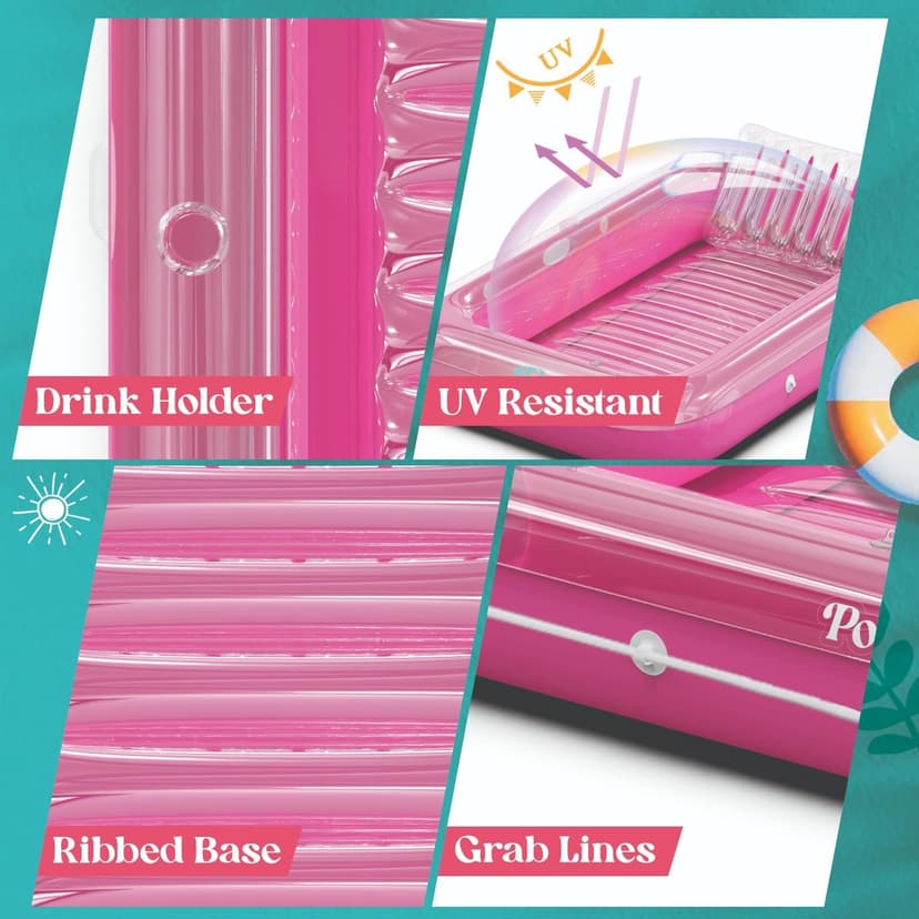 Premium Inflatable Tanning Pool Lounger | Inflatable Tanning Bed for Adults - 4 in 1 Multipurpose Suntan Tub | Pool Floats Adults, Inflatable Pool Float | Tanning Float - Sunbathing Pool Raft