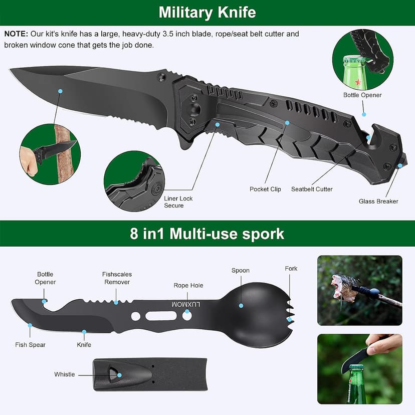 Gifts for Men Dad Christmas Husband Teenage Boy, Survival Kit 28 in 1, Survival Gear Tool Emergency Tactical Equipment Supplies Kits for Families Outdoors Camping Hiking Adventures B09DPFD2DP
