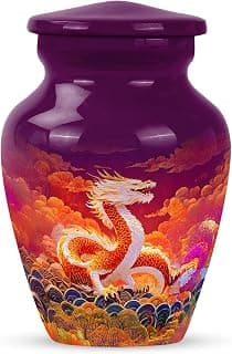 Orange Dragon Keepsake Urn for Ashes Adult Male & Female 3 Inch, Purple Cremation Urns for Human Ashes, Burial Urn for Remains, Burial Urns for Women, Funeral Gift B0FFZBHKX8