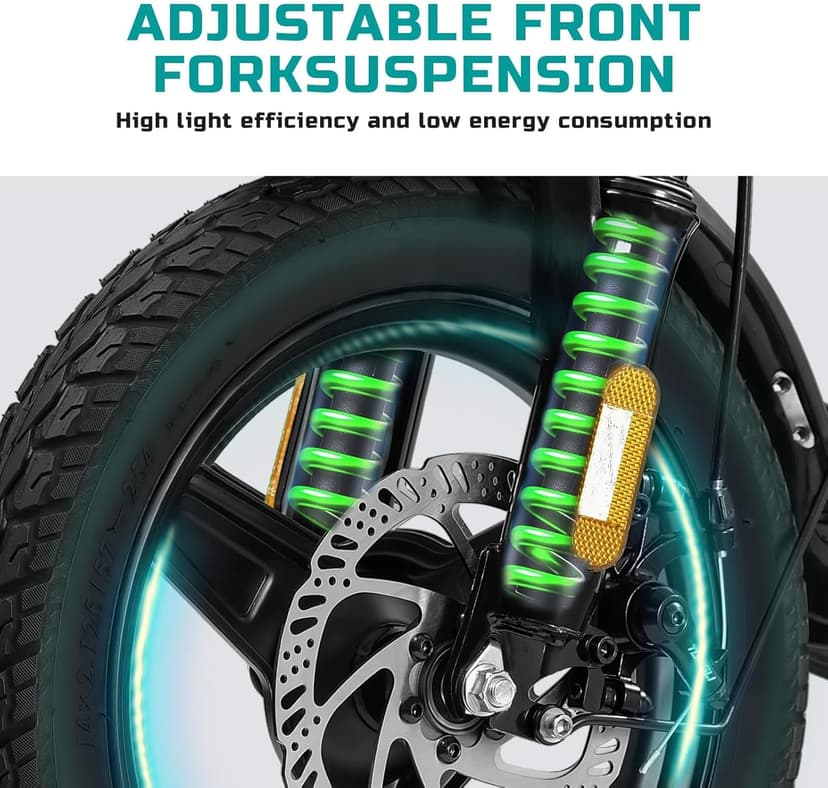 Electric Bike for Adults and Teens, 560-740W Motor, 20-25MPH Compact Commuter Folding Ebike, 32 Miles Range, 48V 10Ah Battery, 3-Level Pedal Assist, 14" Foldable Electric Bicycle, UL 2849 Certified