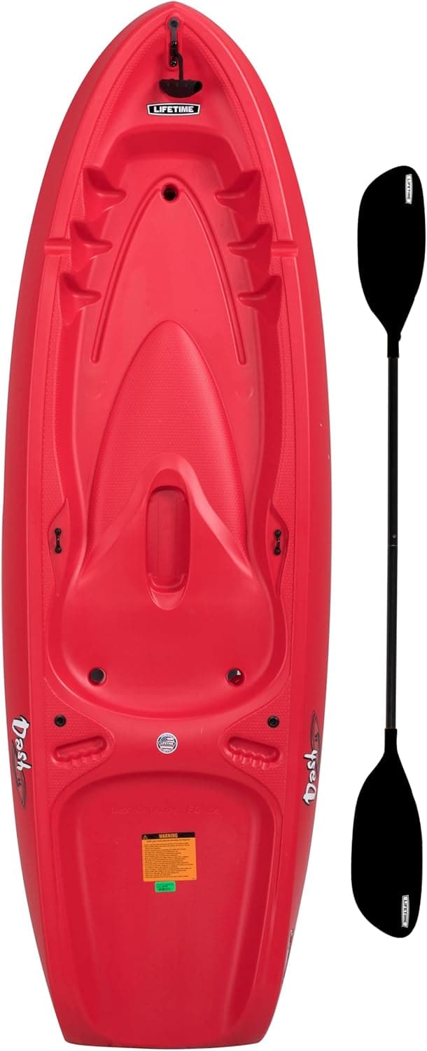 Lifetime Recruit Youth Kayak, 6.5 Ft, Paddle Included, Ages 5+, Red