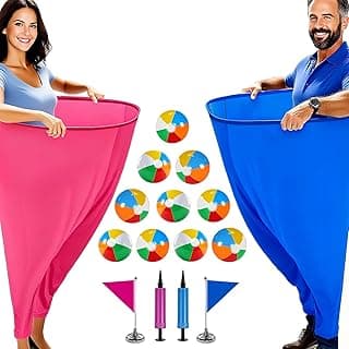 Granny Pants Yard Game for Adults (40 in * 31.5 in),2Pcs Granny Pants Outdoor Games with 10 Bouncy Balls,2 Pumps & Flags, Granny Pants Game for Family Carnival Party Reunion Gathering(Large)