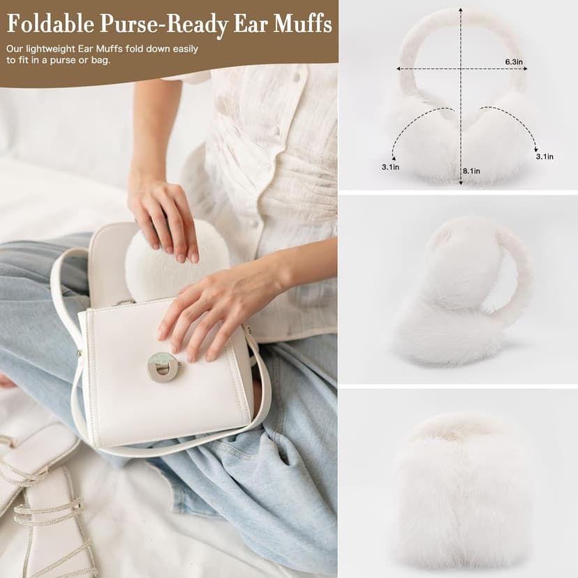 TOBEHIGHER Winter Ear muffs Faux Fur Warm Earmuffs Cute Foldable Outdoor Ear Warmers For Women
