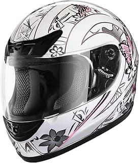 TCMT Full Face Motorcycle Helmet for Adults Men Women, Lightweight Polycarbonate Street Bike Dirt Bike Helmet with Anti-Scratch Mirror Shield and Removable Liner, DOT Approved