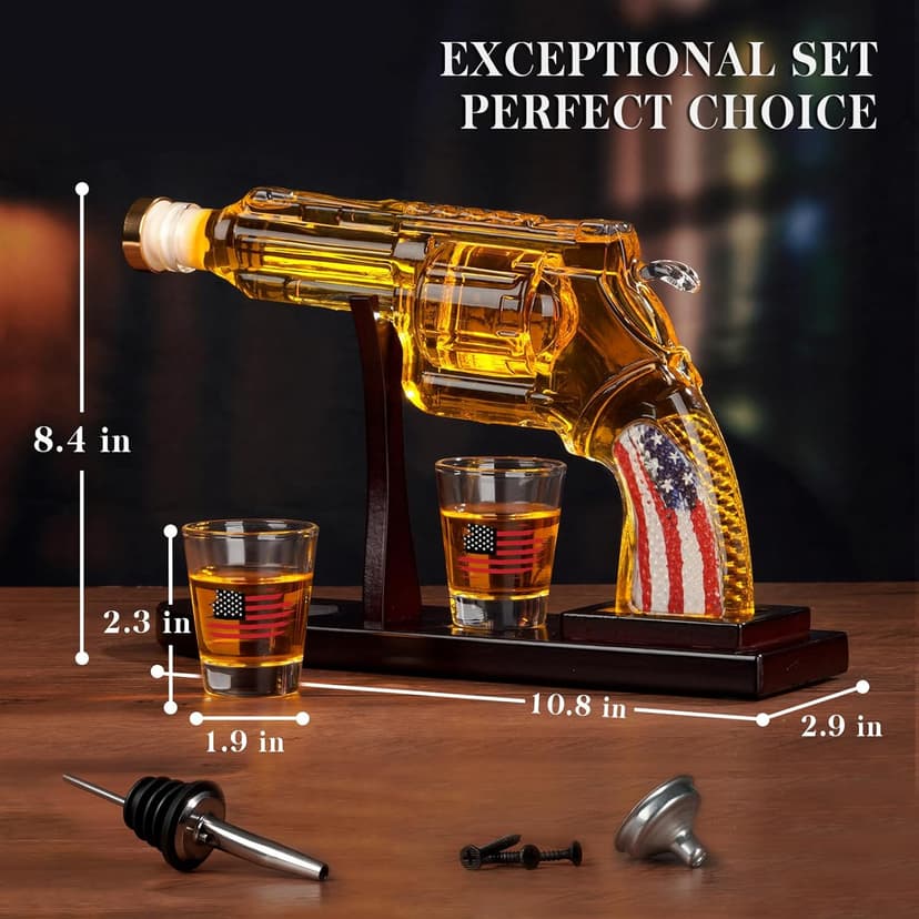 Gifts for Men Dad, Unique Christmas Anniversary Birthday Gift for Him Husband, 9 Oz Whiskey Decanter Set with 2 Oz Shot Glasses, Cool Persinalized Presents liquor dispenser for Home Bar