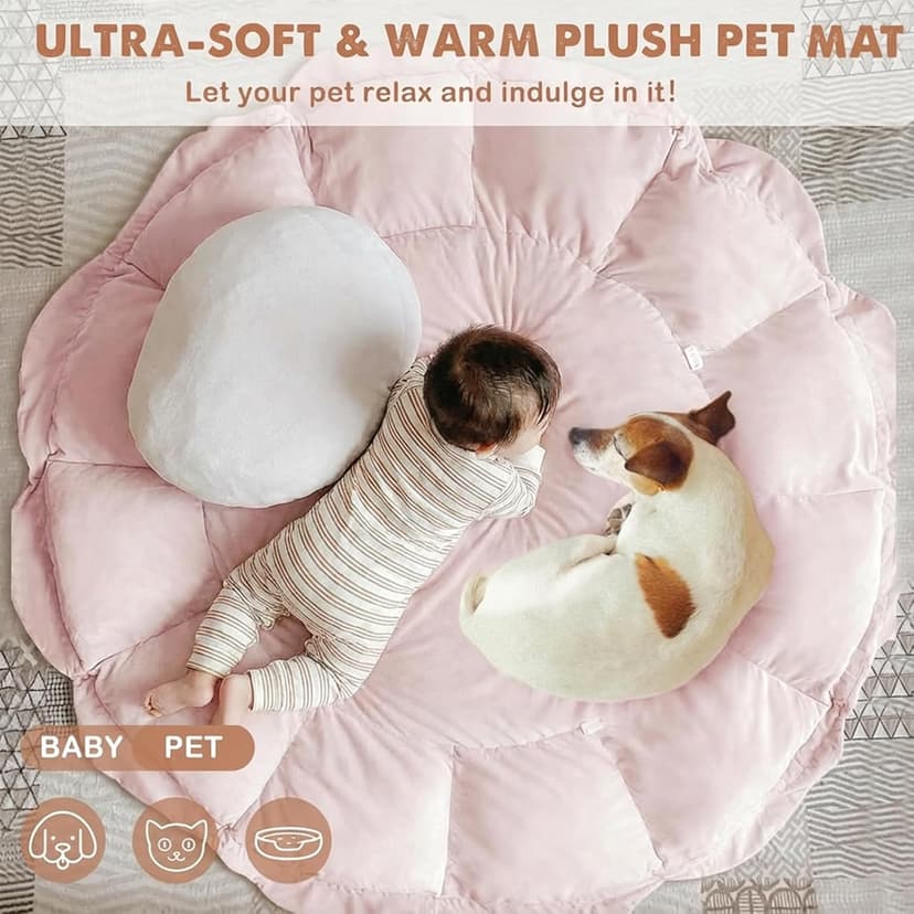 HAN-MM 5-in-1 Convertible Baby Play Gym with 6 Toys, Tummy Time Mat for Sensory Development, Baby Activity Center from Newborn to Toddler, Ball Pit, Soft Plush Pet Mat, Pink