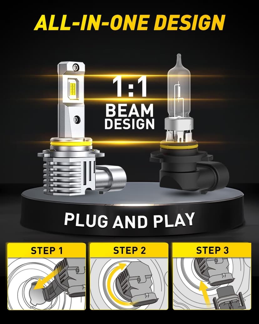 AUXITO HB4 LED Bulb 9006 Bulbs, 900% Brighter Ultra-Bright, Plug N Play, Long Lifespan, No Flicker, 99% Compatibility, 2PCS