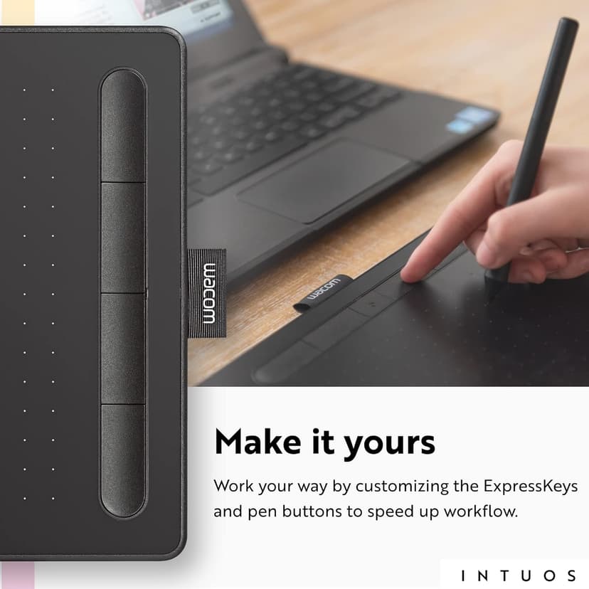 Wacom Intuos Small Graphics Drawing Tablet, Includes Training & Software; 4 Customizable ExpressKeys Compatible with Chromebook Mac Android & Windows, Black