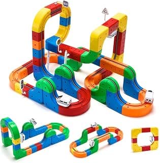 Electric Train Set for Kids, 81 Pcs Building Toy Train Track Gravity-Defying 3D Embedded Layouts & Motorized Car,STEM Gifts for Boys and Girls Ages 4-6 5-7 6-8