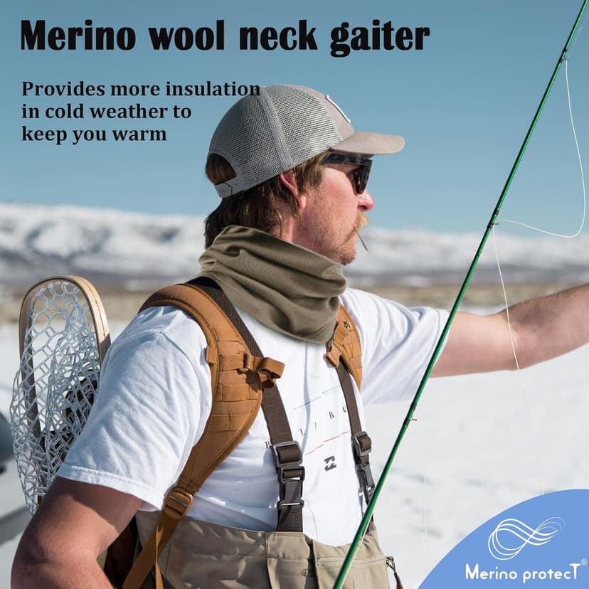 Merino Protect Merino Wool Neck Gaiter Unisex Breathable Face Mask Lightweight Neck Warmer Motorcycle Hiking Hunting