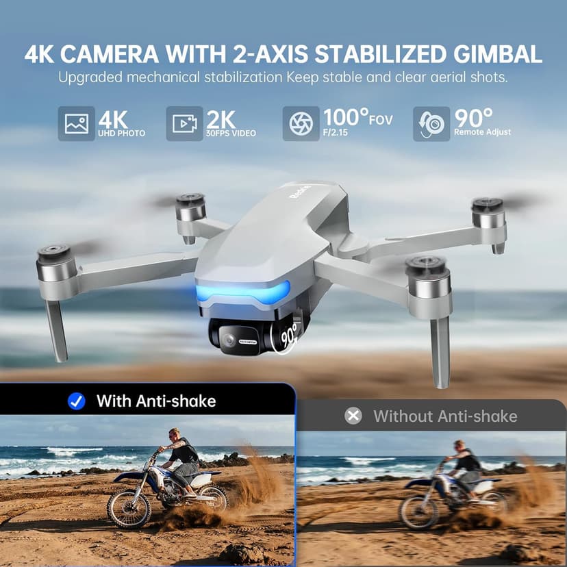Drones with Camera for Adults 4K, Foldable Beginner Drone with Brushless Motor, Auto Follow, Tap Fly, Circle Fly, One Key Start, Under 249g