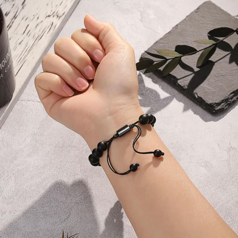 UNGENT THEM Mens Natural Stone Adjustable Bracelet for Men, Anniversary Birthday Christmas Graduation Gift for Him, Son, Brother, Husband, Boyfriend...