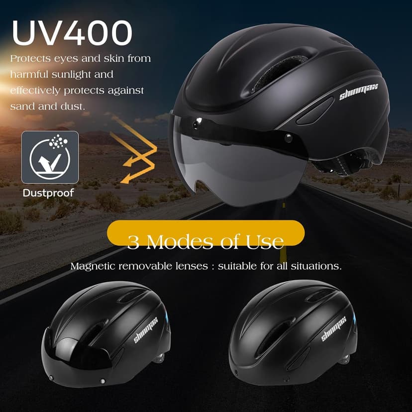 Shinmax Bike Helmet for Men Women, Bicycle Helmet with Detachable Magnetic Goggles Adjustable for Adult Road Biking Mountain Cycling Helmet