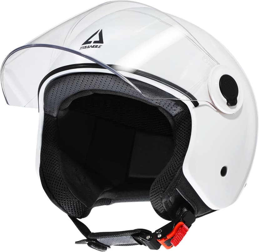 TRIANGLE Open Face Motorcycle Helmet Retro 3/4 Helmets with Clear Visor for Men Women DOT Approved