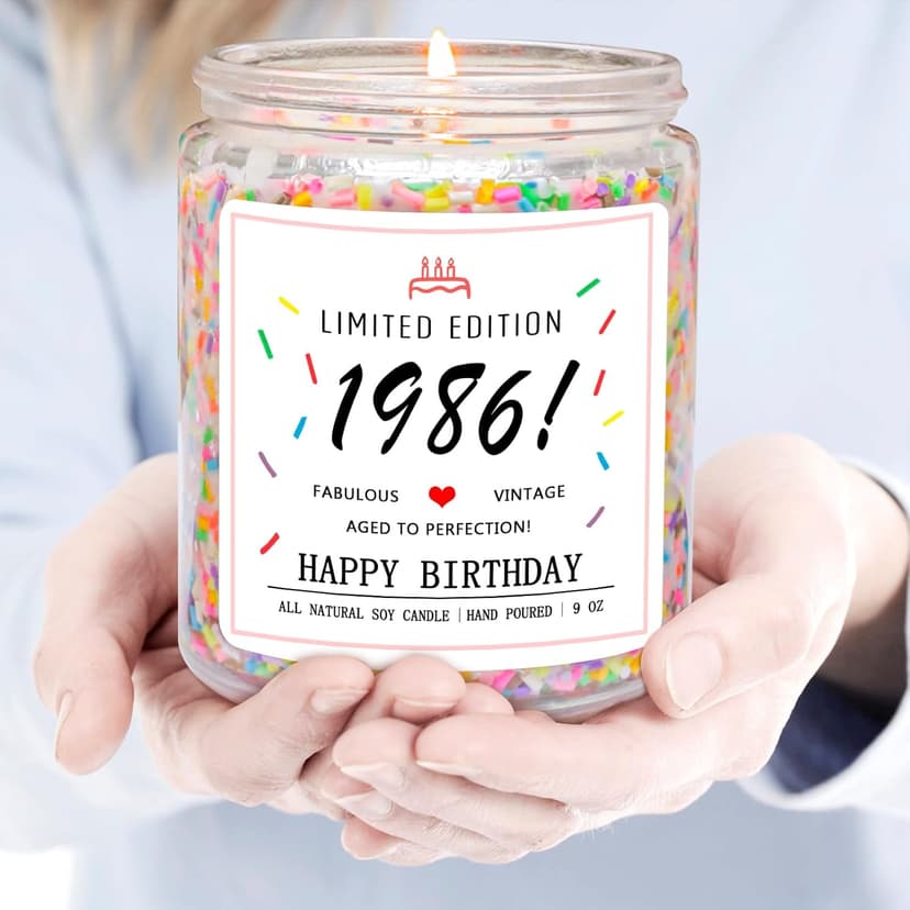 40th Birthday Decorations, 40 Year Old Birthday Gifts for Friend, Sister, Wife, Creamy Vanilla with Sprinkles Homsolver 40th Birthday Gifts for Women Ideas, 1986 Limited Edition Candle B0G1YLJYH8