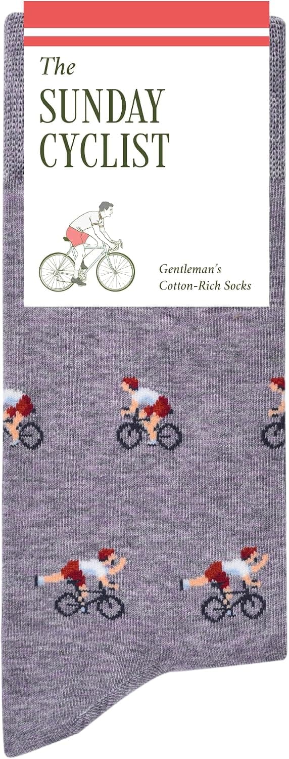 1 x Pair, Size 8-13, Purple, Premium Cotton Blend - Cycling Gift for Dad, Boyfriend & Bike Enthusiasts - The Athletic Gent The Sunday Cyclist Socks - Funny Cycling Socks - Fun Cycle Gift for Men B0H4HRDMP5