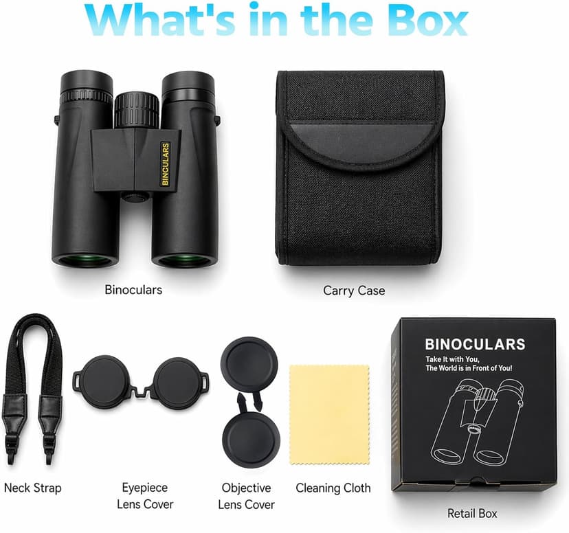 Asacam 12x42 Binoculars for Adults, High Powered Binoculars with Large Eyepiece, Lightweight HD BAK4 Prism for Bird Watching, Travel, Hunting, Camping, Sports