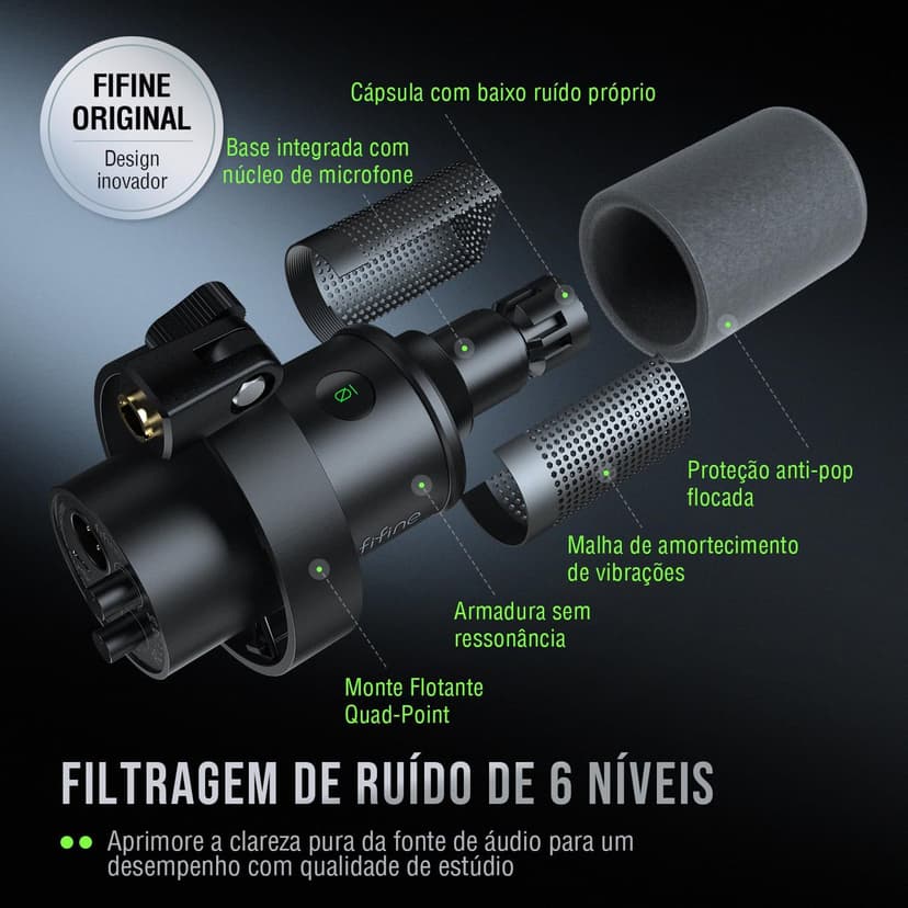 FIFINE K688 Podcast Microphone Kit, USB/XLR Dynamic Microphone with Boom Arm for PC/XLR Mixer, Gaming Mic with Mute Button, Headphone Jack for Vocal, Voice-Over, Streaming, Music Recording -K688CT