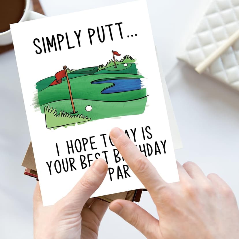 Thick 5.3in x 8in Card Stock with Premium Envelope,Blank Inside for Personal Message,Birthday Decoration for Men YiKaLus Funny Golf Birthday Card,Sports Bday Gift for Men Husband Dad B0CTQ8RQY7