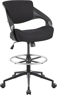 Ergonomic Drafting Chair,Standing Computer Desk Chair,Foot Ring,Lumbar Support,Swivel Task Chair-Black