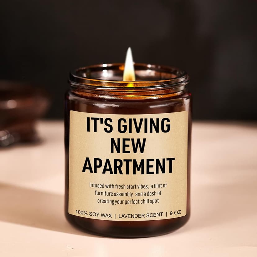 Funny Housewarming Candle, New Apartment Gifts, First Apartment, 1st Apt. Must Haves - Cute House Warming Gifts New Home for Men, Women, Couples - Closing Presents for Home Buyers - 9 oz