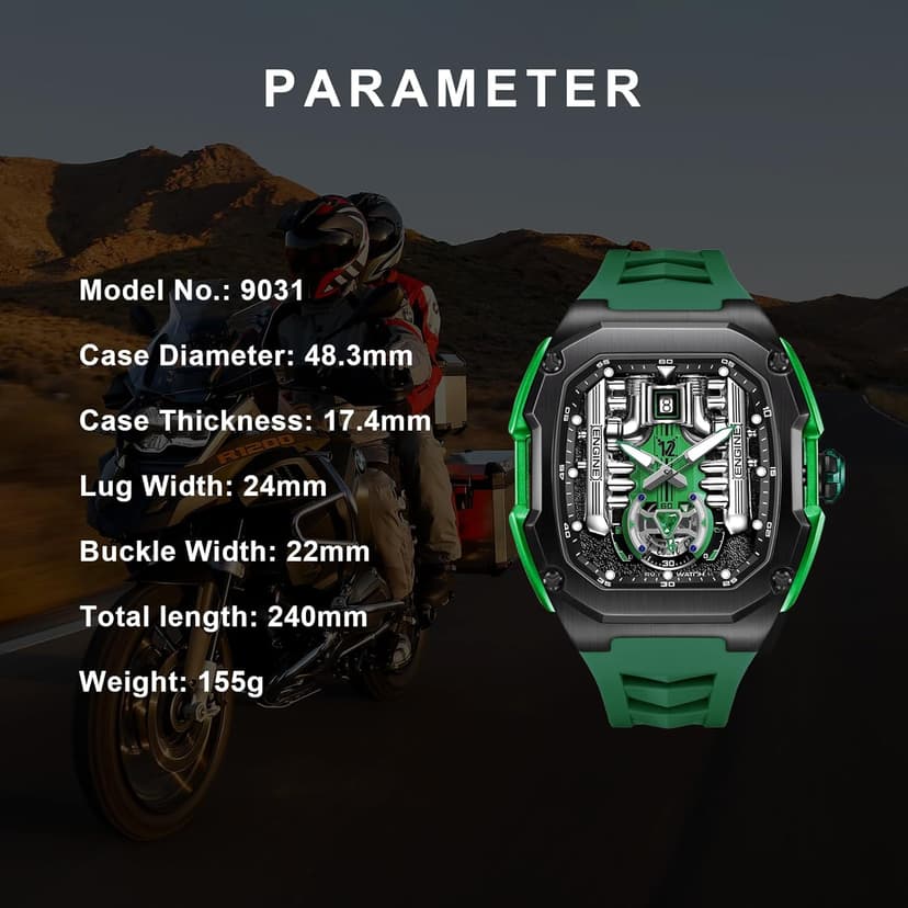 LILUOKE Mens Watches, Wrist Watches Luminous Design, Big Face Fashion Quartz Black Watch 30ATM, Casual Watch for Men Unique Gifts for Men