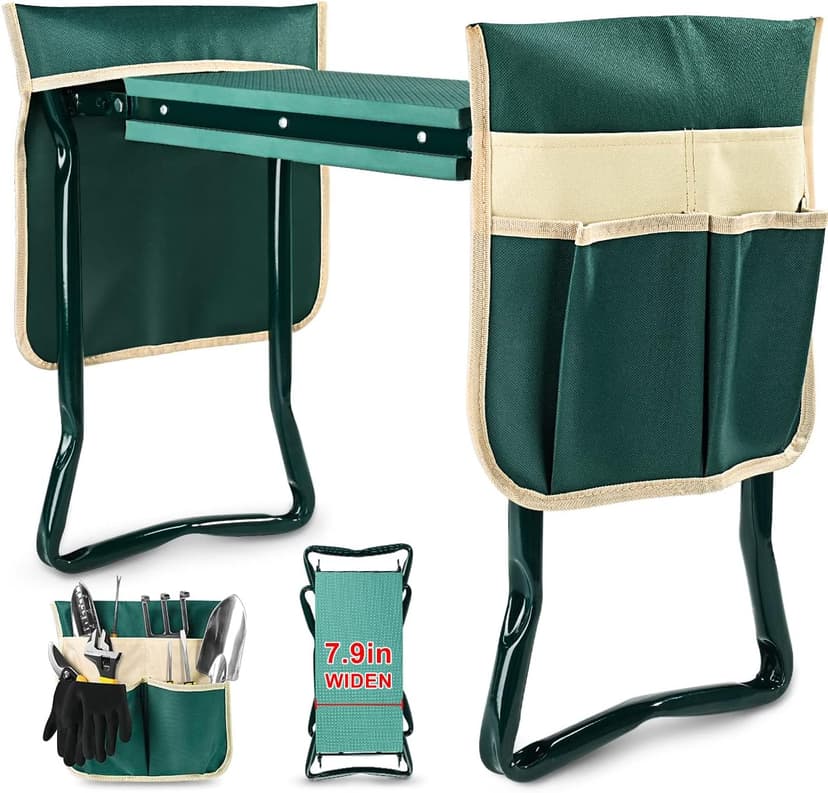 KVR Upgraded Garden Kneeler and Seat with Thicken & Widen Soft Kneeling Pad,Heavy Duty Foldable Gardener Stool with 2 Tool Pouches,Gardening Gifts for Women Mom Men Seniors¡­… B0972Y5LTY