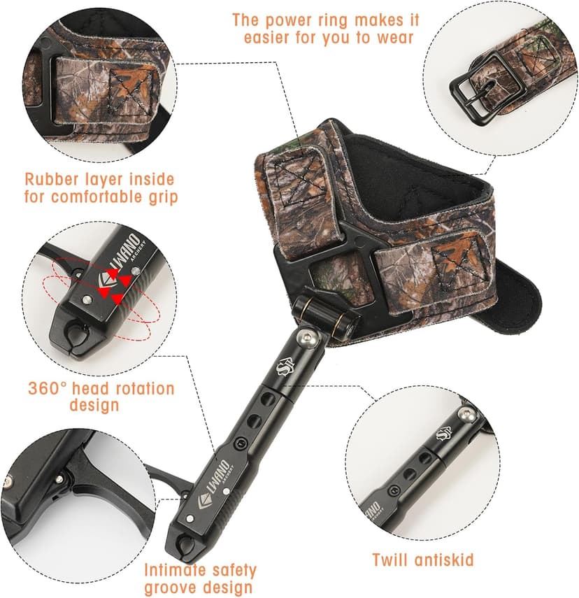 LWANO Archery Compound Bow Release Aids Trigger 360° Adjustable Wristband Release Aids for Adults Youth Kids Hunting Shooting Accessories