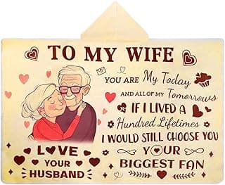 Bigmeta 47x73in Anniversary Birthday Gifts for Women from Husband - Wearable Blanket Christmas Warm Gifts for Wife, with Hoodie (Couple-Orange)