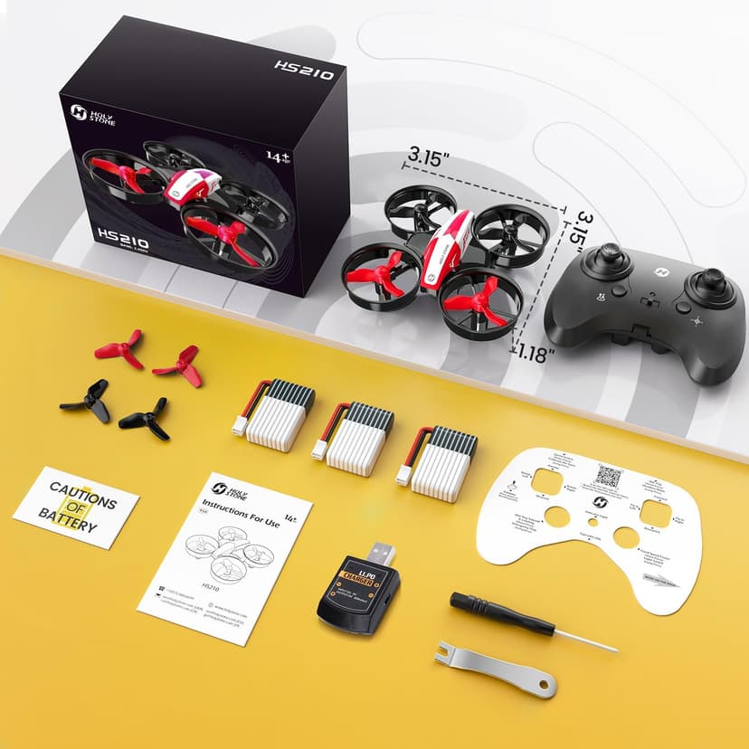 Holy Stone Mini Drone for Kids and Beginners RC Nano Quadcopter Indoor Small Helicopter Plane with Auto Hovering, 3D Flips, Headless Mode and 3 Batteries, Great Gift Toy for Boys and Girls, HS210 Red