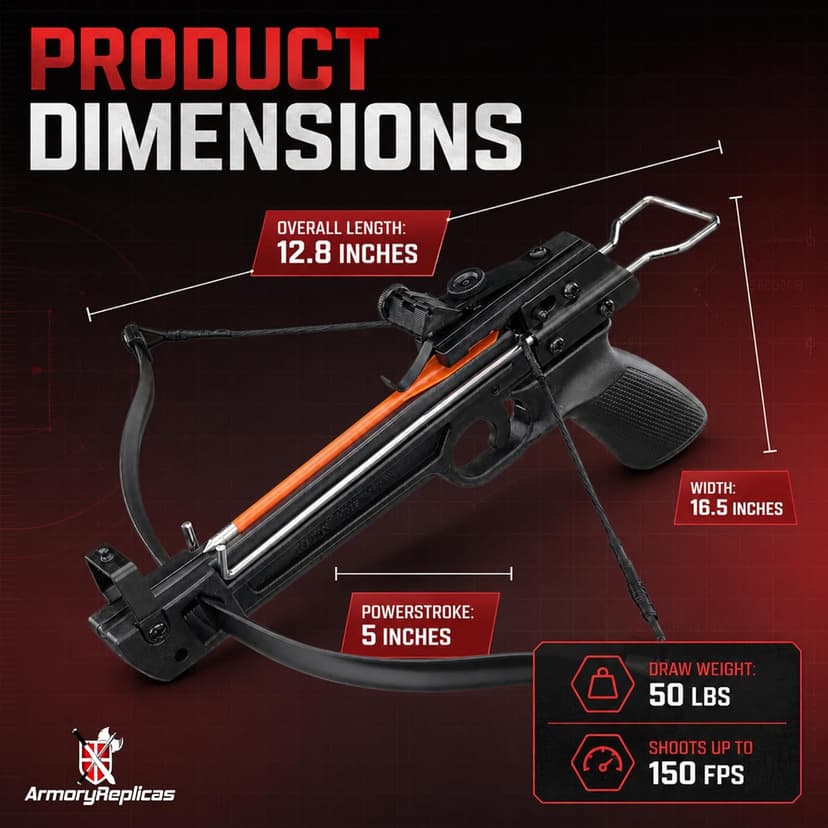 Armory Replicas™ Mini Self-Cocking Crossbow Collection – Aluminum & Fiberglass Compact Archery Crossbows, 50lb to 80lb Draw Weight Models with Safety System & Starter Bolt Sets