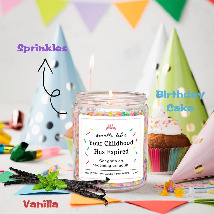 18 Year Old Birthday Gifts for Daughter, Friend, Sister, Niece, Creamy Vanilla with Sprinkles Homsolver 18th Birthday Gifts for Girls, 18th Birthday Decorations Candle B0DCB8F4K5