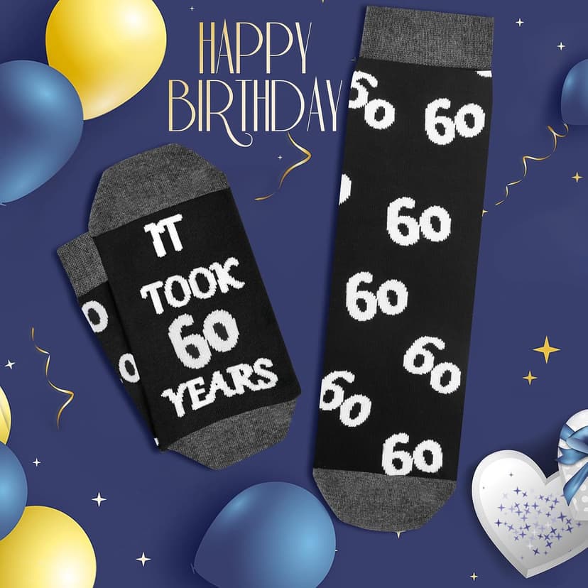 40th 50th 60th Birthday Gifts For Him, Men 40th 50th 60th Birthday Decorations, Cool Gifts Funny Crews Black Cotton Socks
